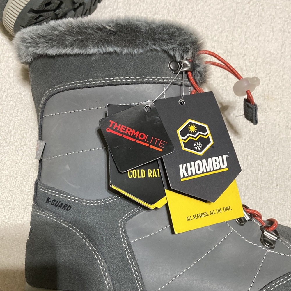 Khombu NWT Janet Winter Boots Gray Cinch Closure Faux Fur Memory Foam Size 8W - Picture 7 of 14